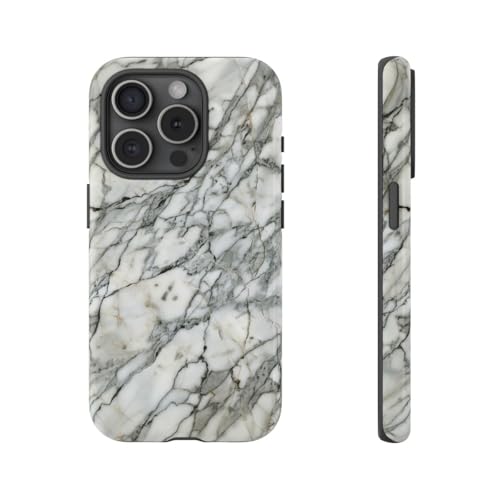 Coque rigide marbre blanc iPhone 15 Pro finition brillante