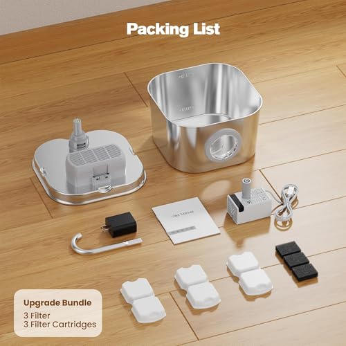 HOOISE S15 Stainless Steel Cat Water Fountain 74oz — view 9