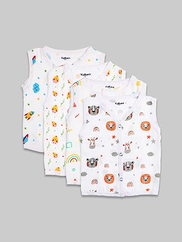 Image of Kidbea Extra Soft Mulmul Cotton Jhabla for Baby Set of 4 (6-12 Months)
