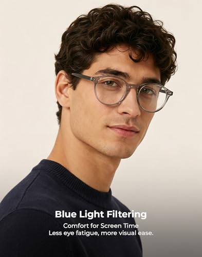 Image of TIJN Blue Light Blocking Glasses Men Women Vintage Thick Round Rim Frame Eyeglasses