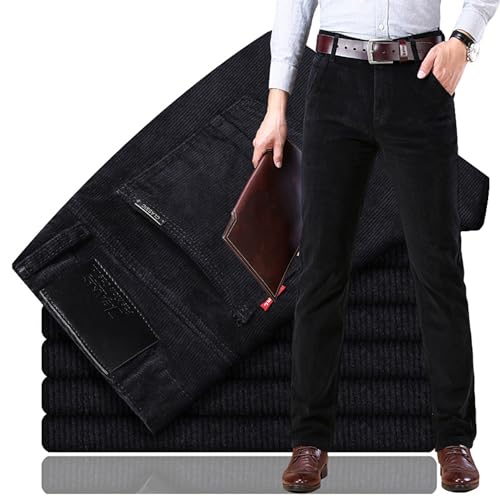 Men's Vintage Classic-Fit Corduroy Pant,Outdoor Straight Fit Flat-Front Casual Loose Fall Dress Trousers with Pockets