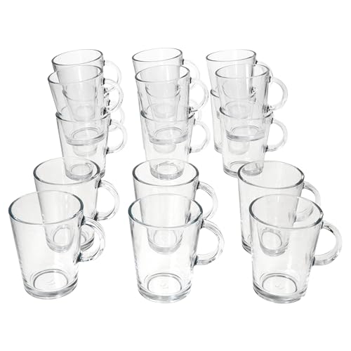 Ritzenhoff & Breker Coredo - Set di 18 bicchieri per vin brulé con manico, 250 ml, altezza 10,5 cm, con manico in vetro trasparente, bicchieri di Natale per caffè, zaba e Natale, Babbo Natale e per