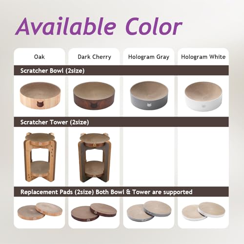 Image of Necoichi Cat Scratcher Tower for Indoor Cats - Cat Scratching Post Lounger with Reversible Usability and Extra Comfort for Lounge, Cardboard Bed Couch / (XL, Oak)