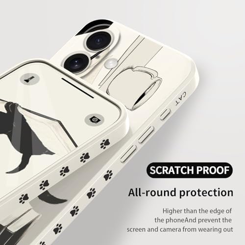 Coque iPhone 16 silicone ultra fine doublure microfibre chat blanc