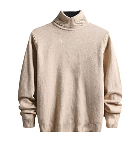 Pull col roulé hommes beige en tricot mince pour automne et printemps taille M