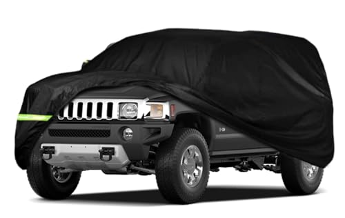 Image of Car Cover Compatible with Hummer H2 SUV 2002-2009,6-Layers 210T Windproof All Weather Waterproof UV Sun Protection Snow Dust Storm Resistant with Straps Outdoor Covers