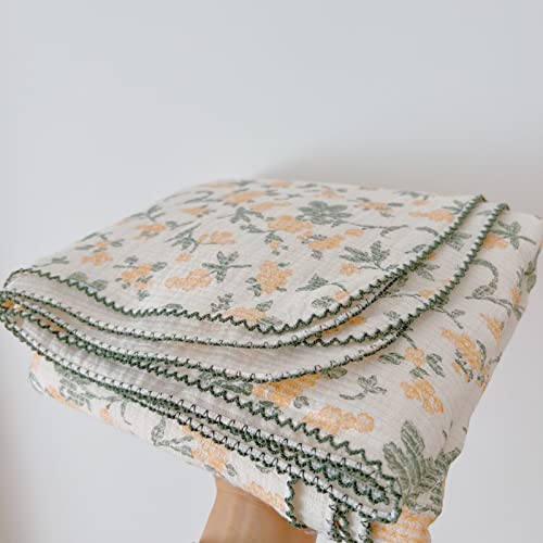 Bulutu Large Nursery Crib Quilt Blanket Cotton Muslin Cradle Floral Baby Blankets For Kids Reversible Summer Quilt With Begonia Pattern For Boys Girls Soft Skin Friendly,Lightweight 1 Pack,47X51’’ #TOP2