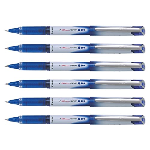 Stylos roller V-Ball Grip 05 Pilot bleu pack de 6 stylos encre liquide pointe fine pour bureau