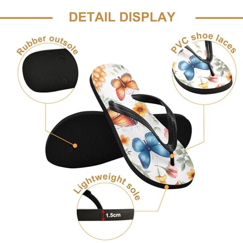 Butterfly Flower Beach Summer Casual Flip Flop Sandals Non-Slip Quick Dry for Women Men 214B27982