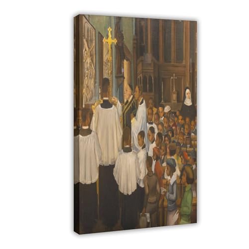 Impression toile The Children's Mass Allan Rohan Crite cadre bois