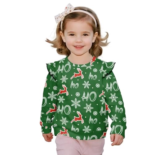 Toddler Girls Crew Neck Pullover Breathable Warm Long Sleeve Sweatshirt Fall Winter Outfits for Play Age 1-8 Years