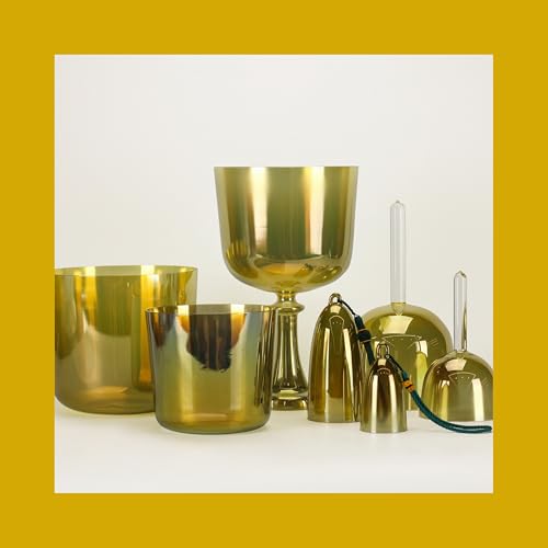Mountain Rain Egypt Yellow crystal singing bowl set (4.25 Inch crystal singing handle bowl)