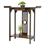 FATIVO Consola Recibidor Vintage, Mesa Consola de Madera Maciza de Diseño Oriental Mueble Recibidor Estrecho con Cajón Mesa Recibidor con 2 Estantes para Salón Entrada Pasillo 53 x 29 x 83cm
