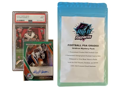 RIP IT REPACKS Football Card Mystery Pack with Guaranteed PSA Graded Card and Autograph or Relic Card