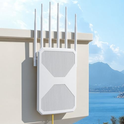 2026 AX1800 Outdoor WiFi 6 Extender, Long Range Outdoor WiFi Extender Signal Booster, IP65 Weatherproof Outdoor Wireless Access Point with PoE, Gigabit Ports for Garage, Farm, Yard, RV, Dock,Starlink