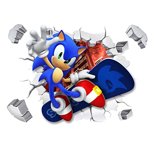 Sonic Wandaufkleber, 3D Wandaufkleber Sonic, 3D View Wandaufkleber, 3D-Wandsticker Dekoration,...