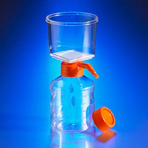 Image of Corning 430758 Polystyrene Vacuum Filter /Storage Bottle System, Graduated, Sterile, Cellulose Nitrate Membrane, 0.22 Micron, 500mL Capacity (Case of 12)