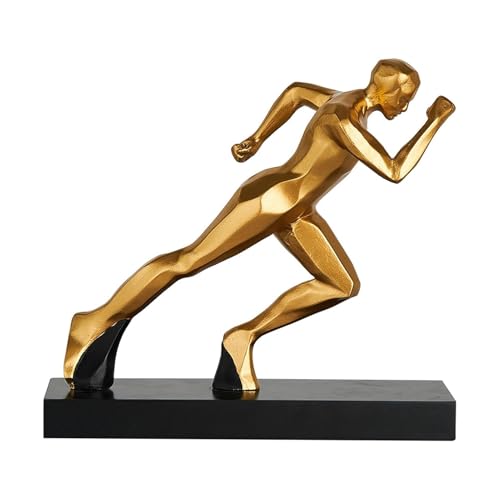 JOUFNING Figura Decorativa De Escritorio, Estatua Abstracta De Corredor Masculino, Escultura Artística Decorativa De Resina Dorada, Adorno Moderno Coleccionable Para El Hogar(F)