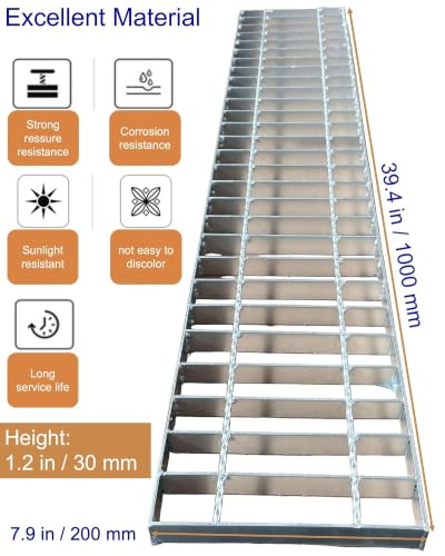 Image of Galvanized Steel Drain Grate, Driveway Channel Cover 40x8 in