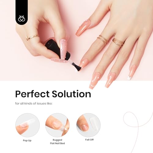 Beetles Gel Polish 2 in 1 Nail Glue and Base Gel Kit for Acrylic Nails, 2PCS 15ML Super Strong Brush On Nail Glue Gel for False Nails and Gel Nail Polish, UV/LED Lamp Required (A-UV Nail Glue) - Image 7