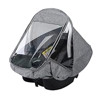 Universal Regenschutz für Babyschale, Baby Autositz Regenschutz, Transparent Regenverdeck Babyschale, Komfort Regenschutz Babyschale, mit Einfacher Zugang Rolltor, Trageöffnung und Luftlöchern (Grau)