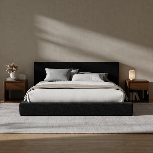 Image of RECCI AirFrame King Size Bed Frame with Headboard, Cloud Upholstered Platform Bed Frame, 5 Inch Foam Cushioned, No Box Spring, Easy Assembly(Onyx Black)