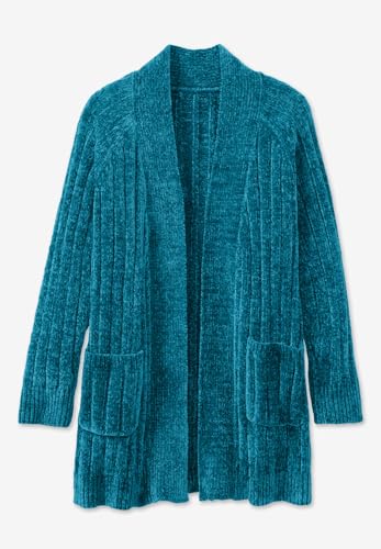 Woman Within Plus Size Open Front Chenille Cardigan2