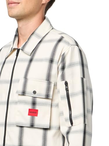 Image of Hugo Men's Cotton Mix Canvas Zip Up Overshirt