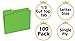 The File King 1/3 Cut Green File Folders Letter Size - 100 Pack | Colored Manilla Folders 8.5 x 11 | USA Made | Assorted 3 Tab Manila File Folder | Office Supplies | Eco-Friendly