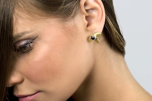 Boucles d'oreilles or 18k fleur de perle noire bijoux faits main - 2