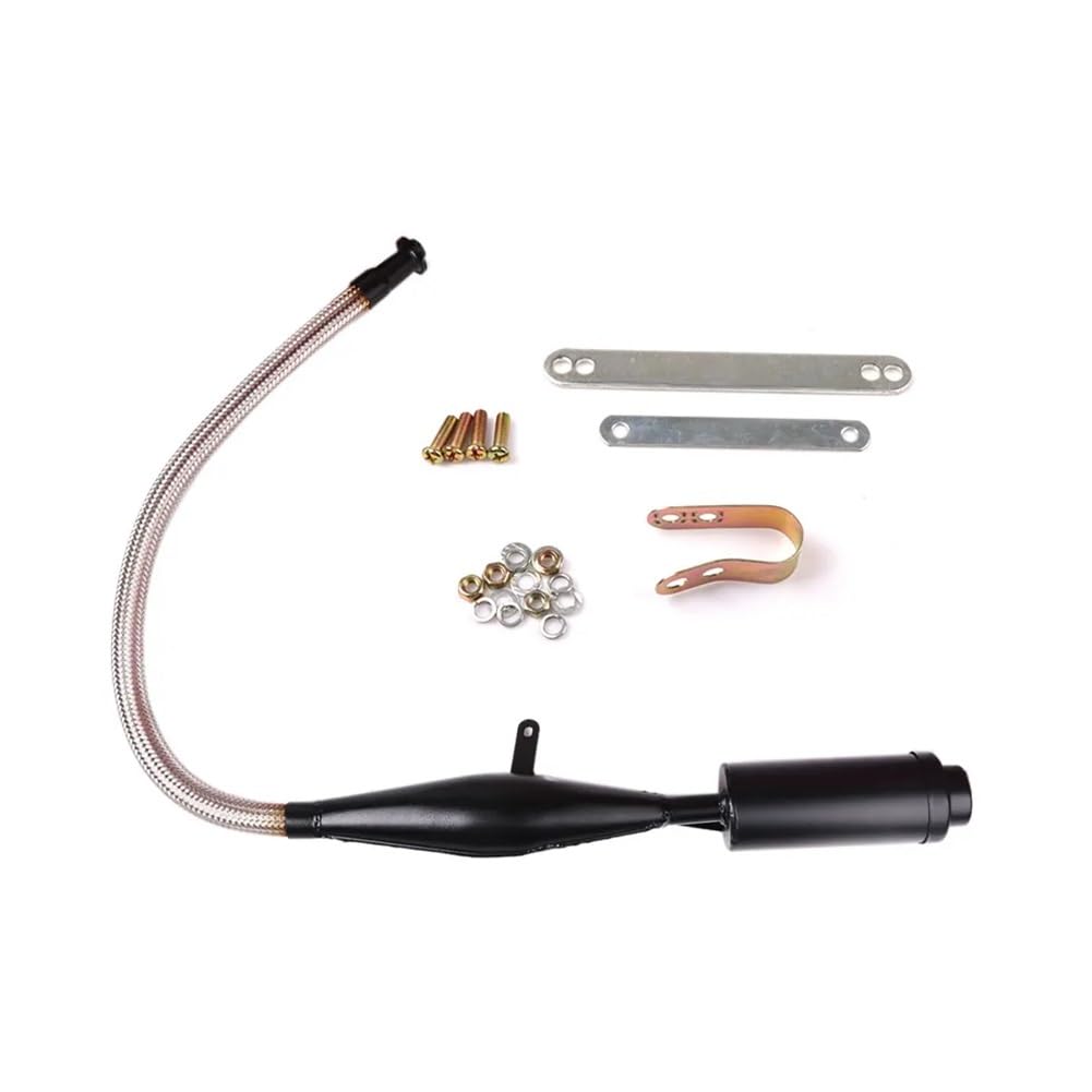 Für 80cc Bike Gas Motor Motorrad Auspuff | 1Set Schwarz Silber Schalldämpfer Rohr Für 80cc Bike Gas Motor Motorrad Auspuff Rohre Motorrad Teile