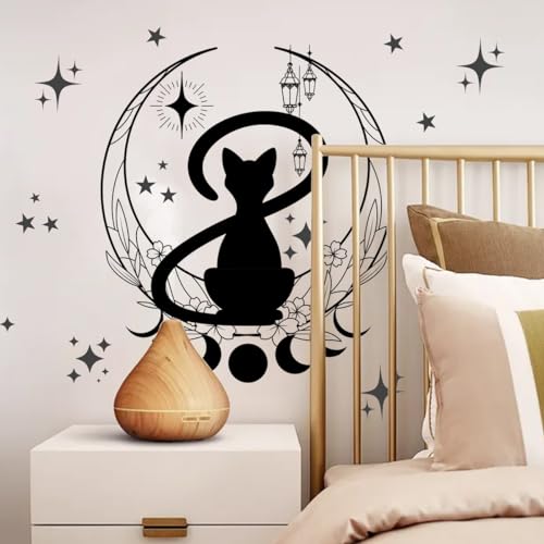 Vinilo decorativo gato negro con luna 30x60 cm miniatura 6