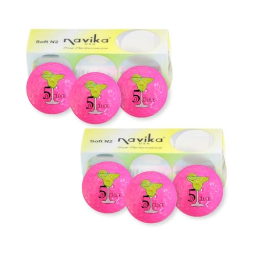 NAVIKA Fun Neon Pink Its Five O'Clock Somewhere Golf Balls