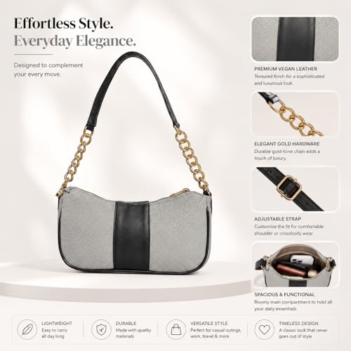 Image of Colorblocked Shoulder Bag for Women with Adjustable & Detachable Sling Strap | Stylish Crossbody & Shoulder Purse | Lightweight Daily Use Handbag for Office, Travel & Casual
