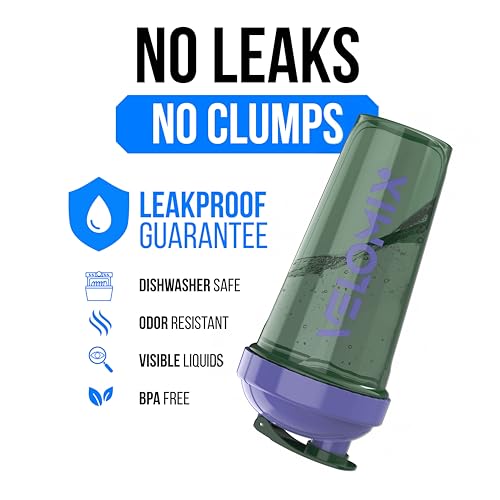 Image of VELOMIX -2 Pack- 28 oz Protein Shaker Bottles for Protein Mixes - 2x Wire Whisk | Leak Proof Shaker Cups for Protein Shakes and Pre Workout | Protein Shaker Bottle Pack (C2) Green /Purple