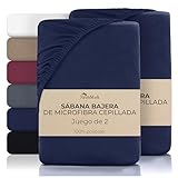 NatureMark Sábana bajera ajustable de microfibra, azul marino