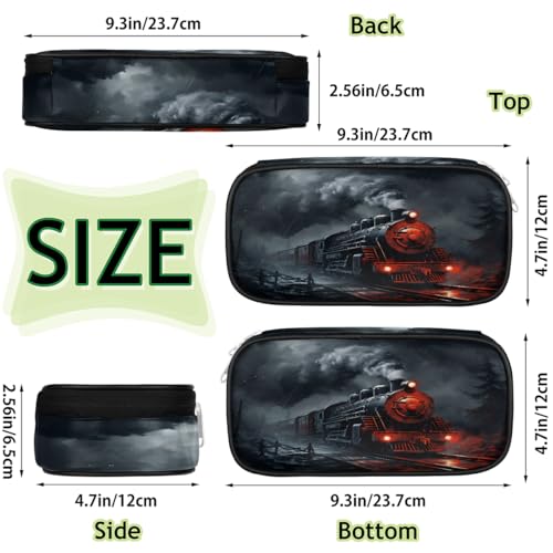 Image of Train Big Capacity Pencil Case Pencil Pouch with Zipper, Pen Marker Stationery Bag Art Supply Storage Organizer Box Portable Stationery Storage Bag Pen Holder for Boys Girls
