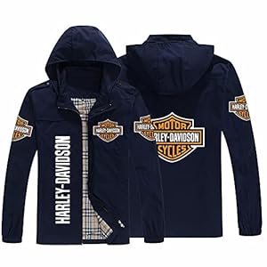 KJGLXD Heren Hoodie Trui Jas 3D Digitaal Print Harley Davidson Rits Lange Jas, Geschikt voor Lente Herfst