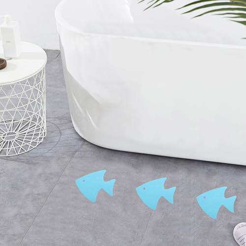 Pegatinas antideslizantes para ducha Operitacx: 40 piezas azules de PEVA con formas para baño 5