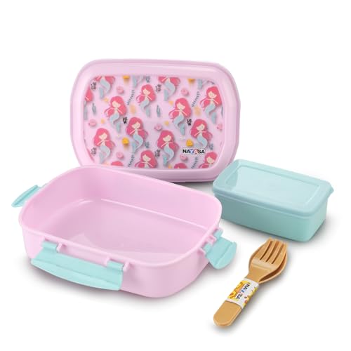Image of Nayasa On The Go DLX Small Lunch Box, Leakproof, Durable - Perfect for School Kids,Pink