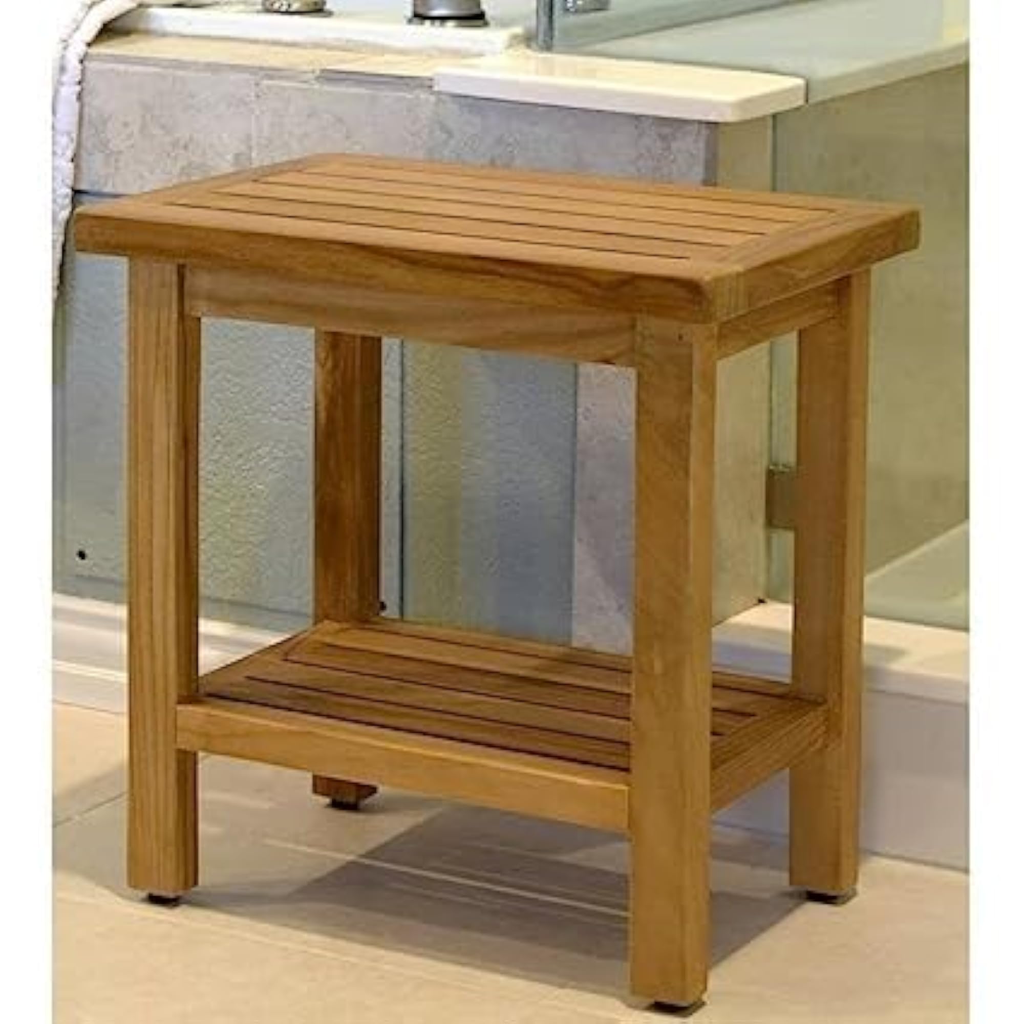 Teak Wooden Solid Multipurpose Shower Bench