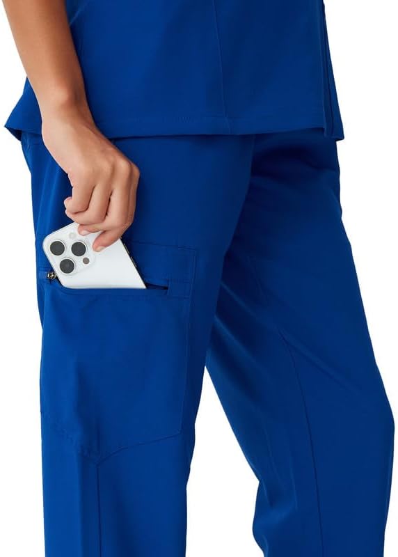 Scrubs for Women, V-Neck Scrubs Top & Cargo Pants with 10 Pockets - Image 4