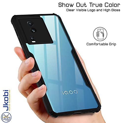 Image of Jkobi Back Cover Case for Vivo iQOO Neo 7 (Crystal Glass Back | Camera Protection | Shockproof Bumpers | Professional Black)