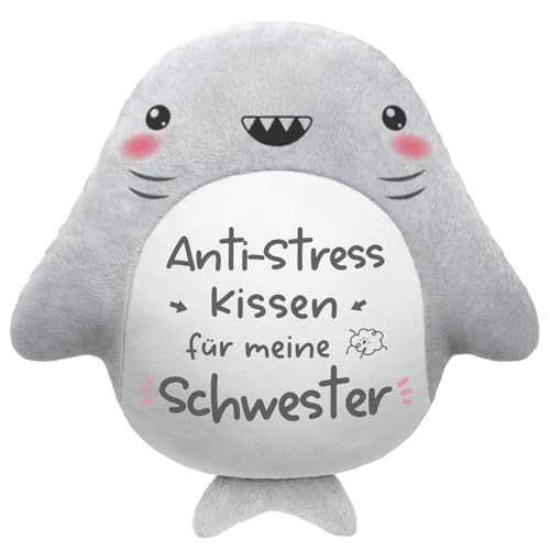 Juratar Lustiges Schwester Geschenk Kissen – Süßes Haifisch Kuschelkissen für Geschenk Schwester Geburtstag Anti-Stress Kissen für Schwestern
