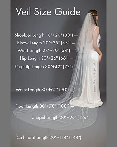 Bmirth 1 Layer Bridal Wedding Veil Cathedral Long Length Lace Bride Tulle Hair Accessories With Comb For Women Floral 118" Veil Headpeice (White) #TOP5