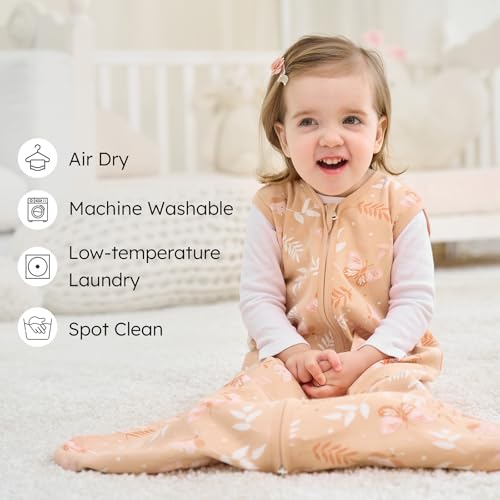 Image of Baby Sleep Sack 18-24 months, 100% Cotton Sleeping Sack for Newborn and Infant, 3 Pack Baby Wearable Blanket for Boy and Girl, 0.5 Tog Lightweight Double Zipper Sleep Bag Pink Orange Flower