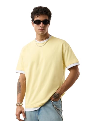 T-shirt ringer durable en coton solide de qualité supérieure coupe ample