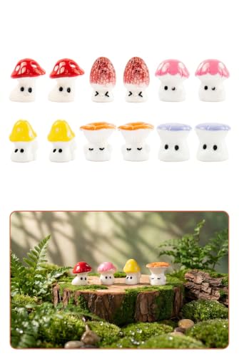 MOAYZRO Mushroom Figurines, Cute Mini Mushroom Car Decorations, Glow in the Dark Resin Car...