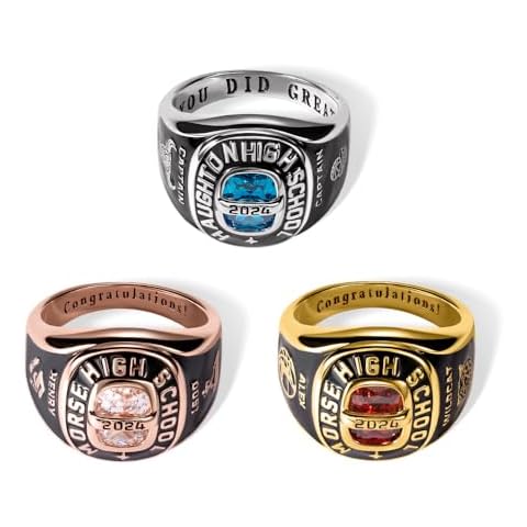 AILIN Personalized Graduation Rings For Men Sterling Silver 925/Brass Class Of 2024 2025 Rings Custom High School Class Rings College Graduation Jewelry Gifts For Him Son Cover