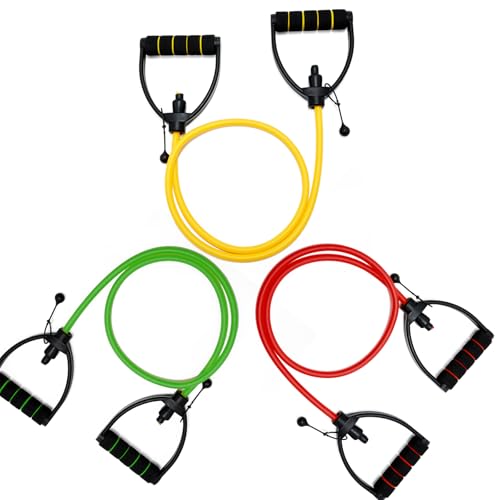 Image of ZHIAMZ Resistance Band with Handles and Door Anchor, Adjustable Exercise Tube Band for Physical Therapy, Strength Training, Pilates and Home Workouts